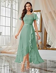 BeryLove Prom Dresses for Women Wedding Guest Ruffe
