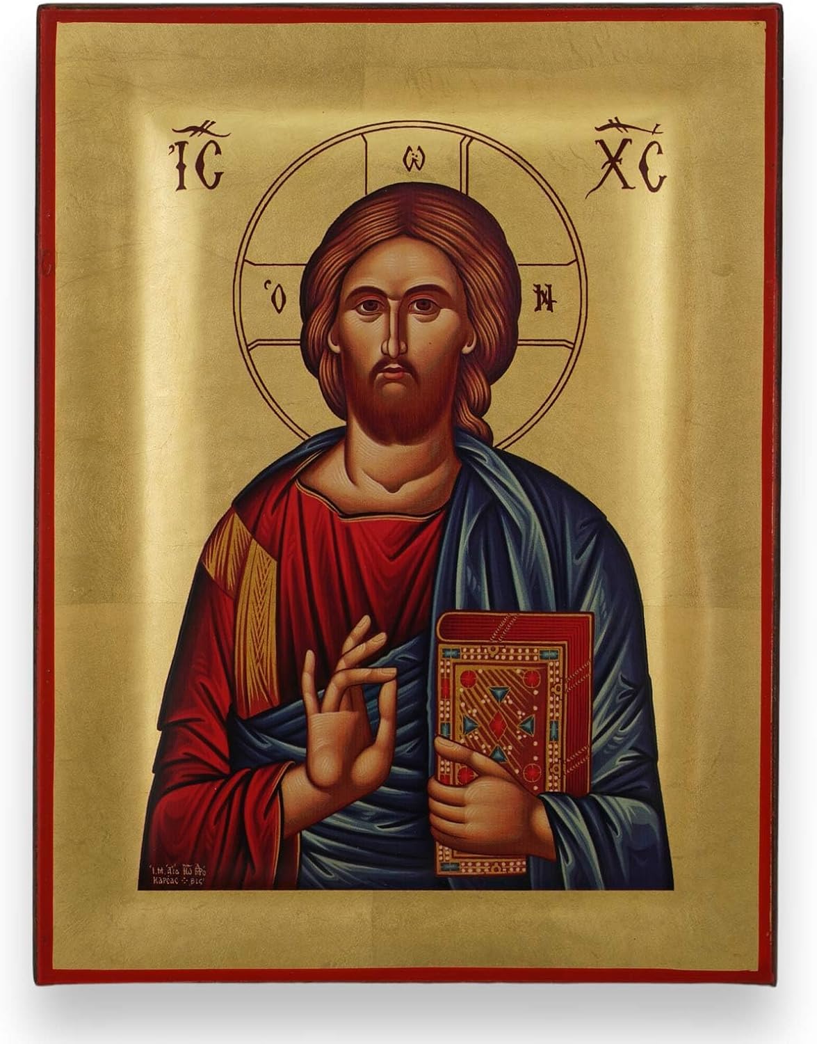 Mixed Media - Jesus Christ Pantocrator Icon - Premium Quality Greek Orthodox Byzantine Icon, Handmade on Natural Solid Wood, Gift Ready - Ships in a Box