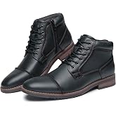 Arkbird Mens Dress Boots Genuine Leather Cap Toe Ankle Boot with Side Zipper for Casual Business Formal Wear