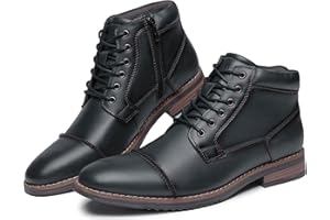 Arkbird Mens Dress Boots, Genuine Leather Classic Casual Ankel Boots with Side Zipper