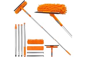 LILISPAI 67" Squeegee Window Cleaner 2 in 1 Rotatable Window Cleaning Tool Kit with Extension Pole, Window Washing Equipment with Bendable Head for Indoor & Outdoor High Windows and Car Glass