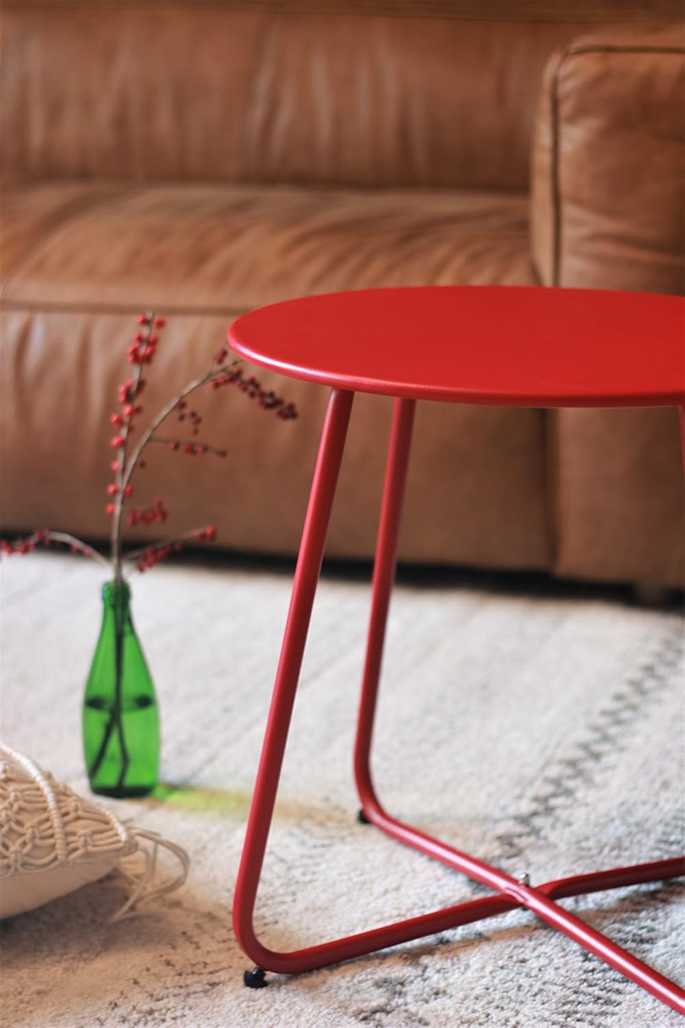 Pationate Patio Metal Side Table, Small Outdoor Bistro Round End Table (Poppy): Kitchen & Dining