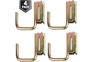 POROHOM 4 Pack E-Track Steel J-Hooks,Tie-Down Accessories w/E-Track Spring Fitting Attachments for X-Track Systems Tie Down Anchor Points Pickup,Cargo Van,Enclosed Trailers,Semi-Trucks Trailer Hang Tools