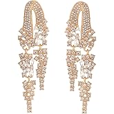 Long Rhinestone Dangle Wedding Earrings for Women Brides Bridesmaids Sparkly Crystal Drop Statement Earrings for Wedding Prom Pageant