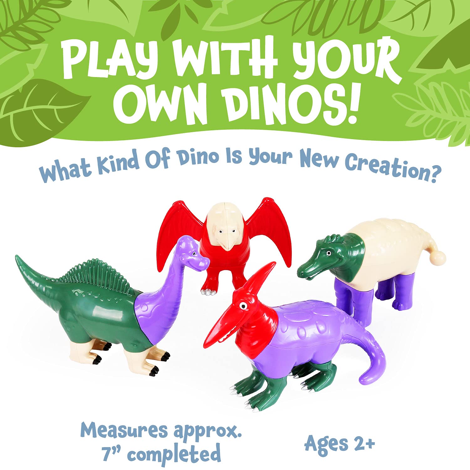 POPULAR PLAYTHINGS Magnetic Mix or Match Dinosaurs Toy Play Set, 12 Pieces