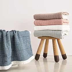 SE SOFTEXLY Cotton Blanket, 4-Layer White Throw