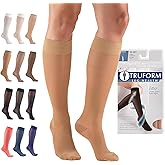 Truform Sheer Compression Stockings, 15-20 mmHg, Women's Knee High Length, 20 Denier, Beige, 3X-Large