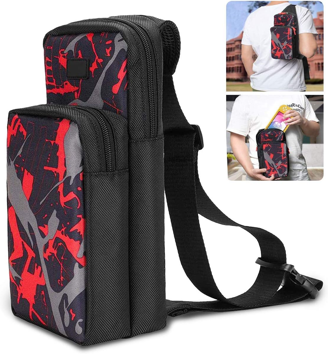 AIOMEST Travel Carry Bag for Switch, N-Switch Accessory Durable Shoulder Bag, Cross body Backpack with Breathable Mesh, Carrying Case for Game Sets