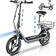 Caroma Peak 1200W Electric Scooter with Seat 14" Tire, 30 Miles Range 20MPH Max Speed, Foldable Electric Scooter for Adults 300 LBS Max Load