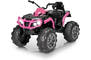 HEIMILI 24V Kids ATV, Kids Ride on Electric,4 Wheeler for Kids 3-12,Ride on Toys for Boys&Girls,Toddler Battery Powered ATV with Radio,USB,LED Headlights (Pink)