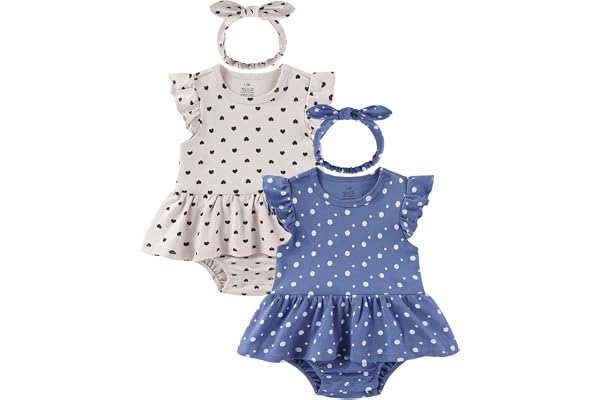 ZAVBABY Baby Girls Romper Summer Ruffled Sleeve Bodysuit Dresses Infant Girl Clothes