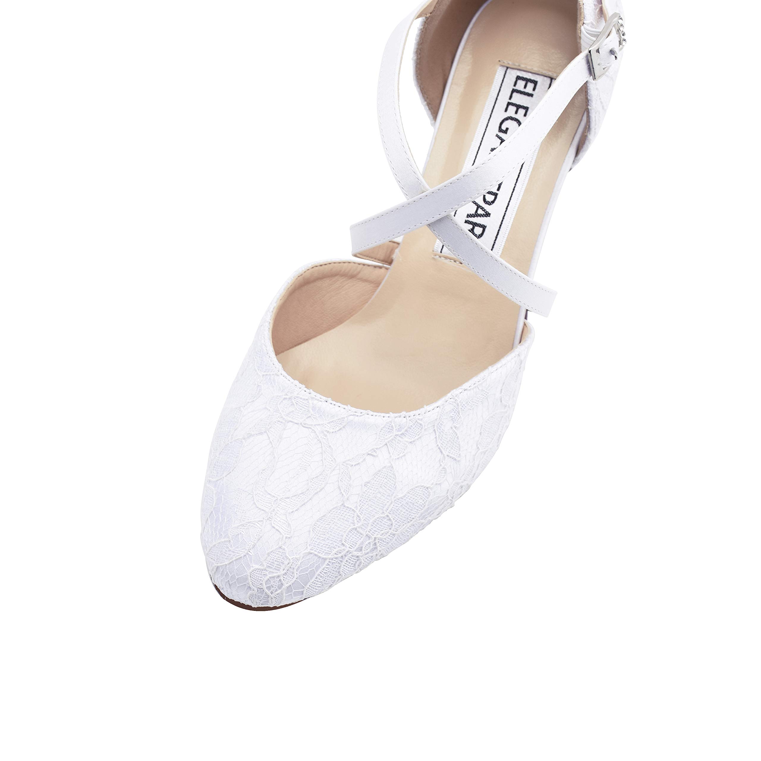 white wedding court shoes
