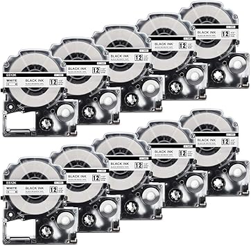 新発 まとめ買い10個セット品 テプラ Pro Srシリーズ専用テープカートリッジ 強粘着ラベル 8m Ss12kw 白 黒文字 メイチョー 手数料安い Krplas Net