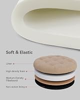 HNNHOME 45cm Round Linen Padded Seat Ottoman Storage Stool Beige view 6