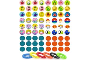 BUGGYBANDS 360Pcs Mosquito Patches Stickers,Natural Plant Based Individually Wrapped Mosquito Stickers with 6 Pack Mosquito Repellent Bracelets for Kids Adult Outdoor Hiking, Camping, Travel