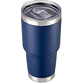 Cool Yoleb 30 oz Tumbler with Lid Stainless Steel Tumblers Vacuum Insulated Cup Reusable Powder Coated Travel Mug Double Wall Leak Proof Portable Cups Keep Cold Drinks for 12 Hours, Navy, 1 Pack