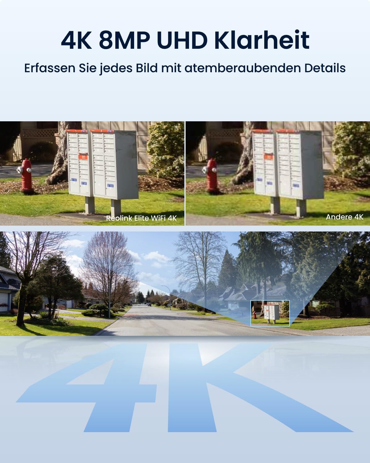 Reolink 4K Wi-Fi 6 Überwachungskamera Aussen mit 180° Panoramablick, 2.4/5GHz Dual-Band WLAN Kamera Outdoor mit Perimeterschutz, Farbnachtsicht, Smart-Erkennung, 2-Wege-Audio, Plug-in, Elite WiFi 3
