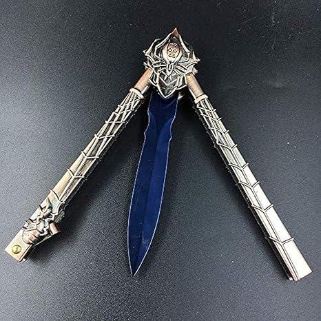 Amazon バタフライナイフ 練習用 練習折りたたみナイフ バタフライナイフ 鈍いポケットナイフ ステンレス鋼 鈍い トレーニング練習 トレーニングツール 屋外特殊蝶ナイフ アニメ ゲーム練習用ナイフ 金属 蝶スタイル トレーナーナイフ トレーナーゲームナイフ 鈍い刃