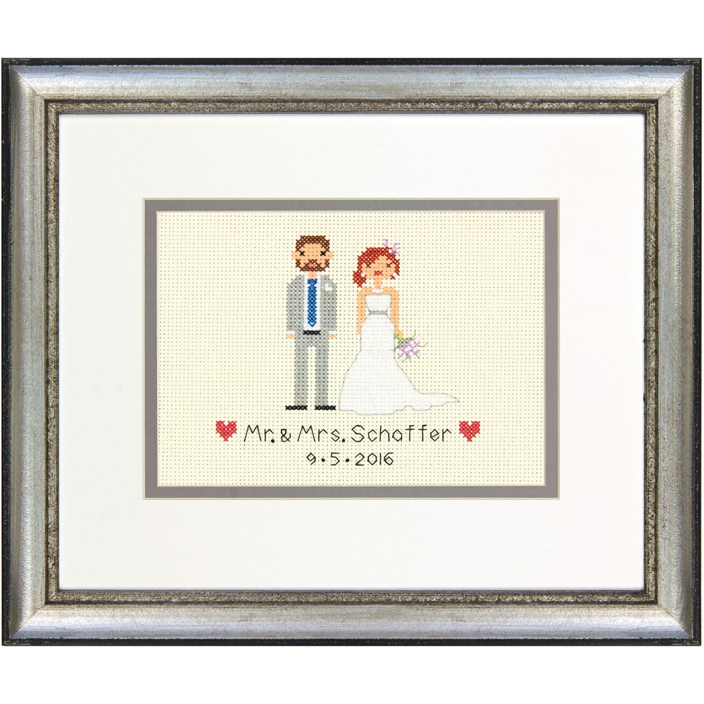 Dimensions Counted Mini: Wedding Record Bride and Groom, Fabric, Ivory, 11.6 x 8.5 x 0.7 cm