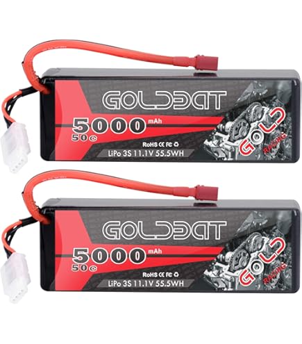 DXF 2 packs of powerful 3S lipo battery - 11.1 V 5200 mAh 100 C Deans/T - Lipo 3s perfect for RC helicopters, airplanes and cars - compatible with brushless and more