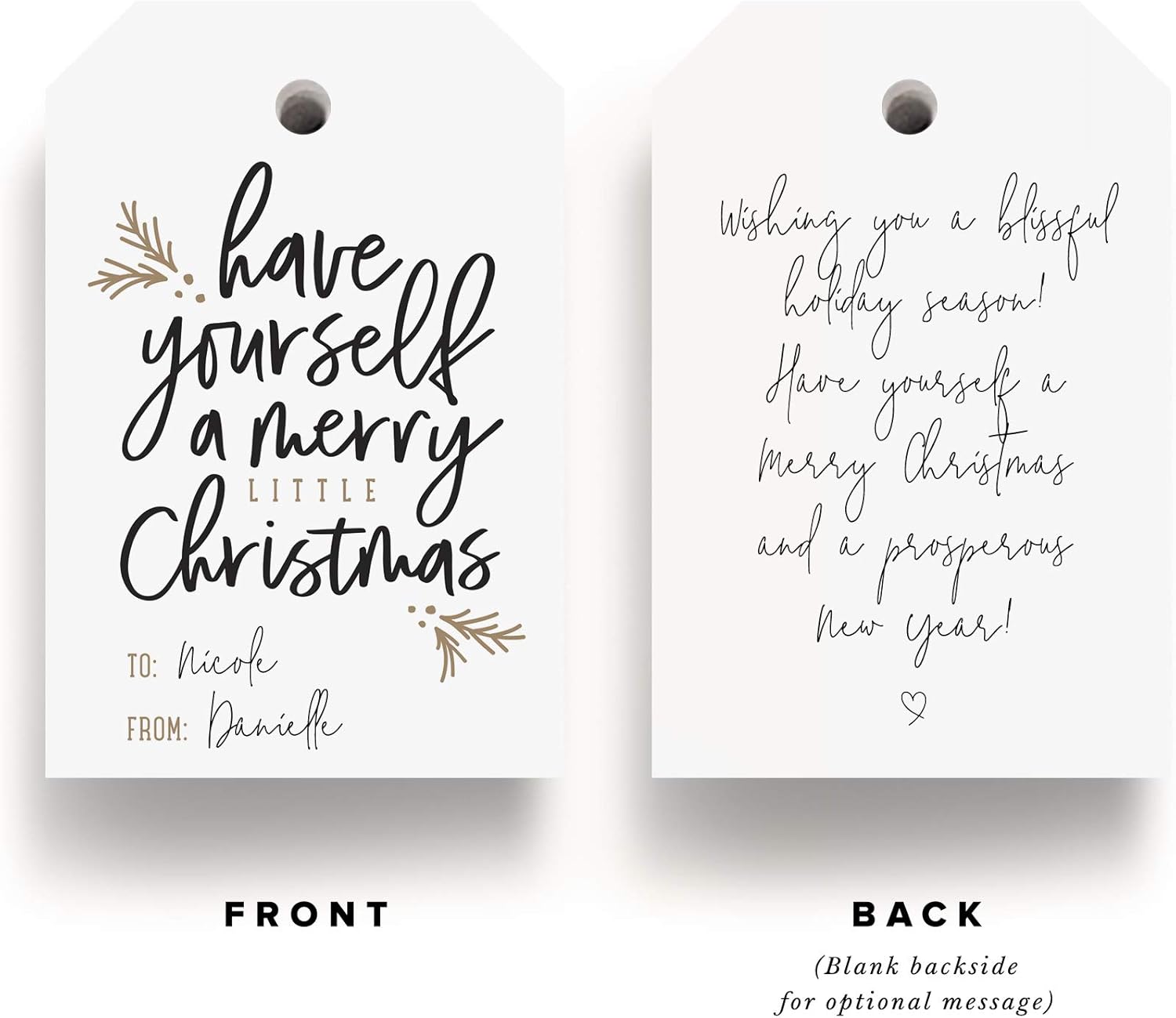 Bliss Collections Merry Little Christmas Tags, Pack of 50, Gold and Black, Holiday ’Tis The Season Events, Parties and Celebrations - Great for Seasonal Favors: Health & Personal Care