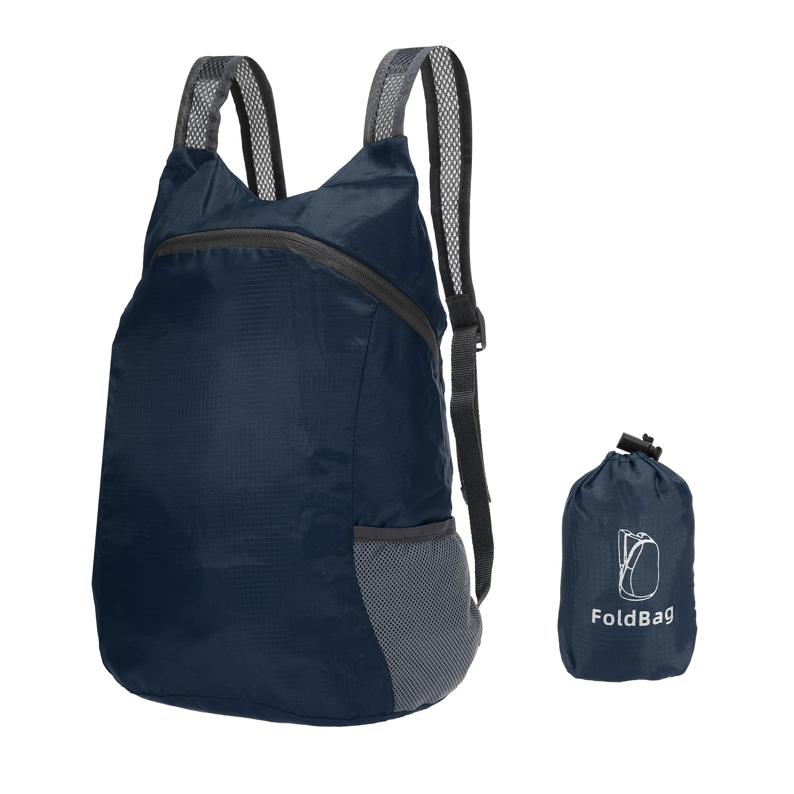 PATIKIL Hiking Backpack, 15L-20L Packable Lightweight Backpack Daypack Small Foldable Outdoor Camping Cycling Backpacking Shoulder Bag, Navy Blue