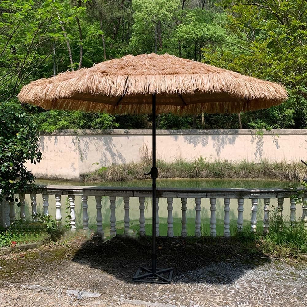 9ft/270cm Large Hawaiian Tiki Thatch Umbrella, Outdoor Beach Umbrella