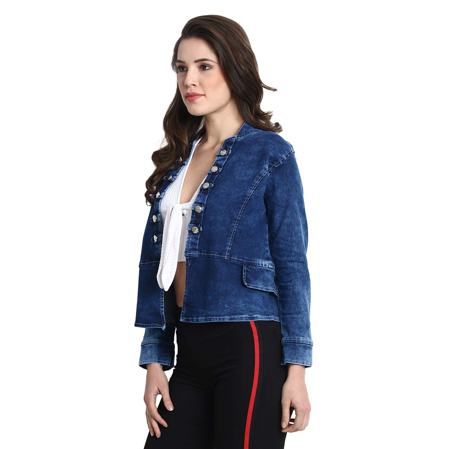 cutewin women's denim slim fit jacket (x-large)