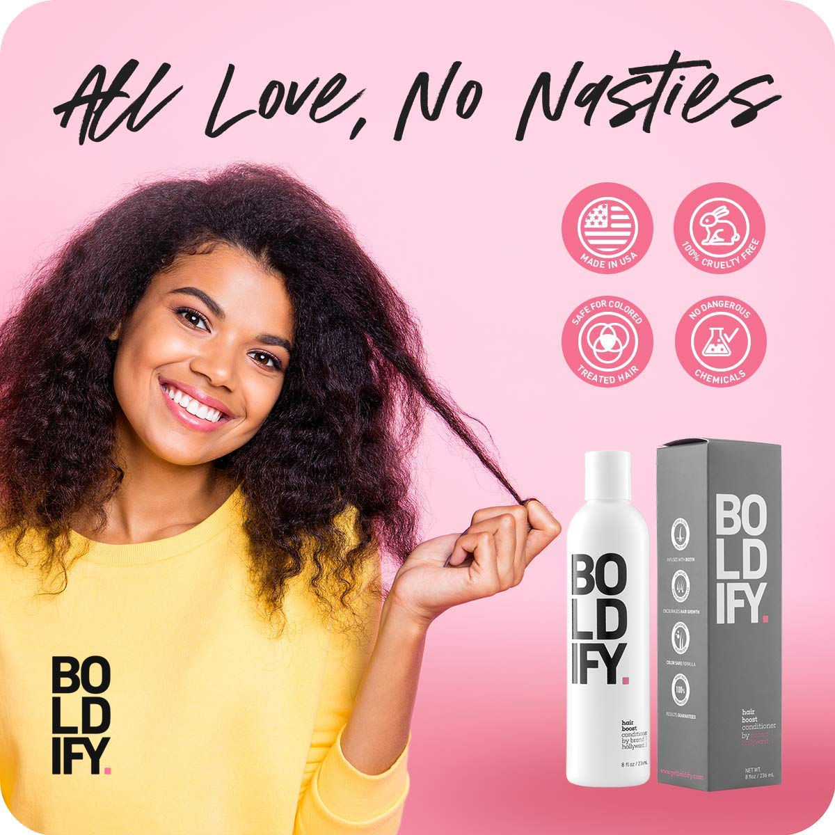 BOLDIFY Hair Boost Thickening Conditioner - All Natural Volumizing for Fine Hair, No Sulfates, Biotin Conditioner For Hair Growth, Hair Loss Conditioner Instantly Stimulates Thicker & Fuller Hair-8oz: Beauty