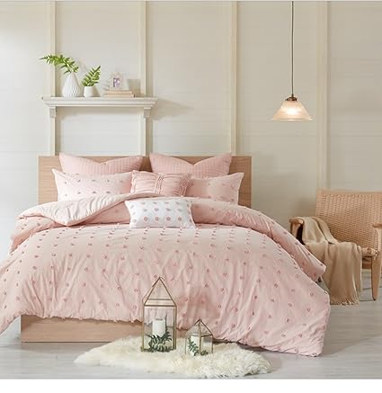 Amazon Com 7 Piece Solid Jacquard Pattern Comforter Set