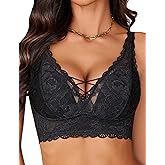 Avidlove Lace Bralette for Women Sexy Unpadded and Unlined Wireless Bra V Neck Criss Cross Everyday Lingerie Bralettes