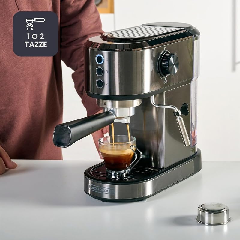 BXCO1350E - Cafetera Espresso 1350W | 20 Bar | Sistema Thermoblock | 1-2 Tazas | Vaporizador Orientable | Depósito 1L Extraíble | Bandeja Antigoteo | Calientatazas — foto 4 di 8