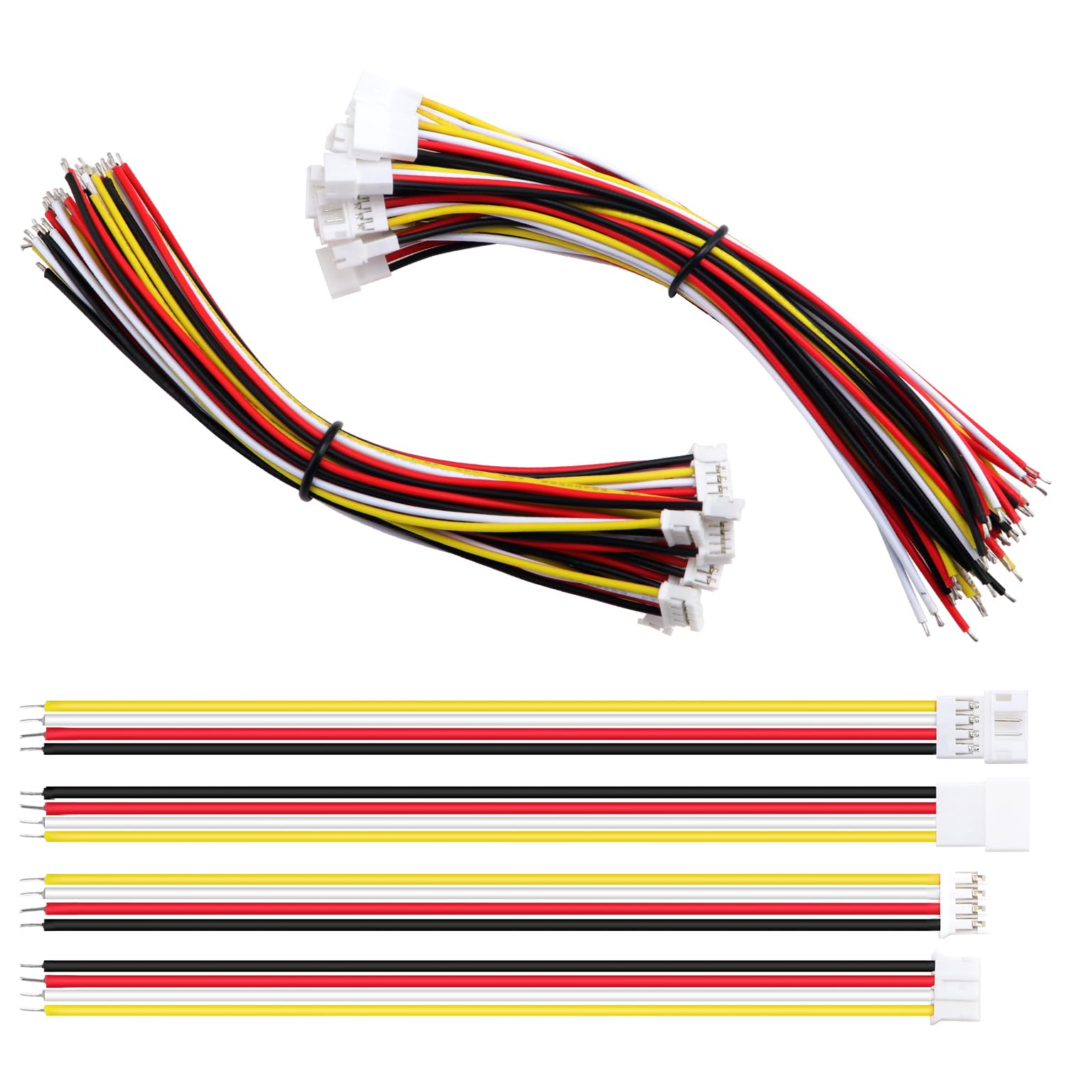 Lyeteung 15 Pairs Mini Micro JST-PH 2.0 Plug Connector, JST 4 Pin Micro Electrical Male and Female Connector Plug Wire Cable, with 150mm 22AWG Wire