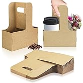 2 Cup Disposable Drink Carrier for Delivery with Handle,15 Count Kraft Paperboard Cup Holder,Cup Carriers for Hot or Cold Drinks,Coffee Carrier, Food Delivery,Take Out Cup Carriers (Brown)