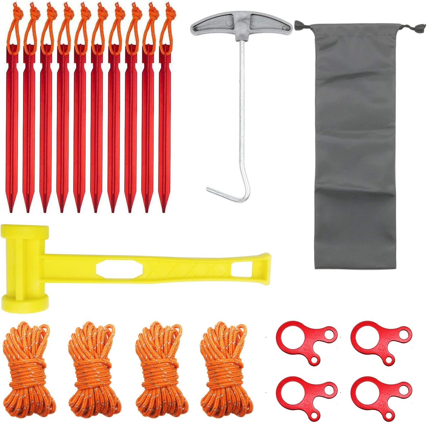 Allazone 20 PCS Aluminum Lightweight Tent Stakes Set, Camping Tent