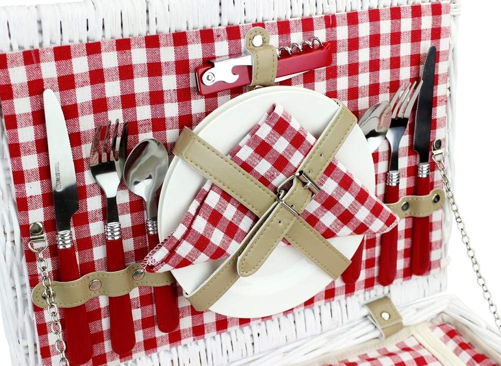 INNO STAGE Willow Picnic Basket for 2 Persons, Wicker Hamper Set with ...