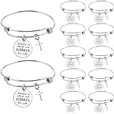 12Pcs Christian Sister Bracelet Religious Gifts for Women Sisters Bracelet Religious Sisters Jewelry Christmas Birthday Gifts for Sister Friends Cousin Friendship Bangle Faith Gifts Adjustable Bangle