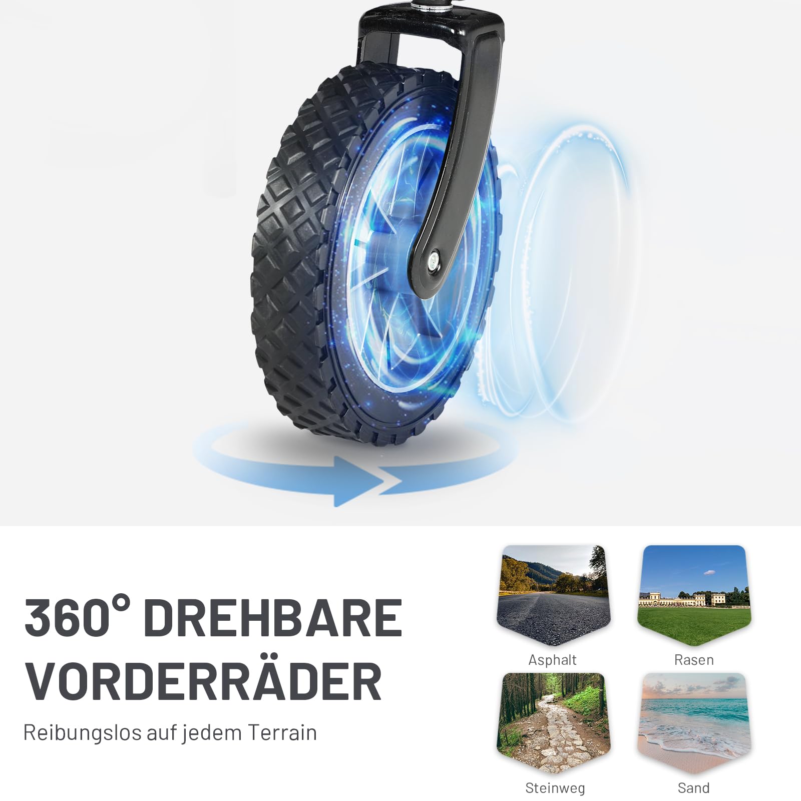 TIMBER RIDGE XXL Bollerwagen Faltbar Transportwagen mit Seitentasche Getränkehalter verstellbarem Griff, Gartenwagen für Alle Gelände, Draussen Camping Einkaufen 5