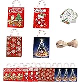 Sylpmoplar 12 PCS Christmas Gift Bags Party Kraft Paper Gift Bags for Candy and Packaging for Holiday Gift Wrapping Includes Christmas Tags Ideal for Party Supplies