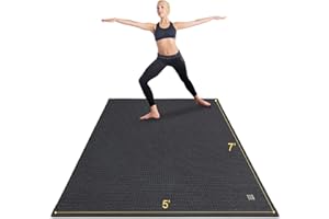 Gxmmat Large Yoga Mat Non-Slip 7'x5'x9mm, Thick Workout Mats for Home Gym Flooring, Extra Wide Exercise Mat for Men and Women Without Shoes, Non-Toxic Memory Foam, Comfortable for Stretching, Cardio