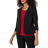 Kasper Womens Women's Stretch Crepe Blazer – Cardigan-Style with Rolled Cuff Sleeves