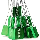 100 pcs Numbered Security Seals Tamper-Evident Steel Wire Cable Ties-Lock Pull-Tite Metal Security Tag for Truck, Trailer (Green)