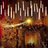 CAKETYCG 36 Pcs Halloween LED Magic Hanging Floating Candles, Taper Flickering Flameless with 2 Magic Wands - Candle Set for
