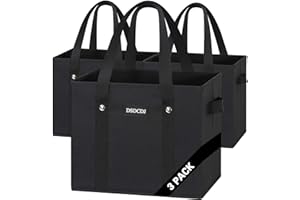 DSDCDJ Grocery Box Reusable Grocery Bags - Heavy Duty Reusable Shopping Bags with Hard Bottom & Long Handles, Stand Up