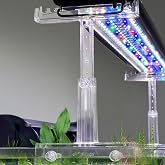 driamor Aquarium Light Holder Adjustable, Clear Acrylic Fish Tank LED Light Riser Stand Aquarium Lamp Brackets Kit 2pcs Transparent Support for Width 2.34-4.7 Inches Light with Extendable Bracket