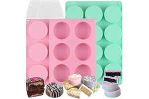 HUAKENER Cake Puck Mold Set 2 Different Sizes, 3 Pack Chocolate Covered Cake Molds with 2 Scraper, Oreo Molds for Chocolate Covered Oreos, DIY Cake Cores