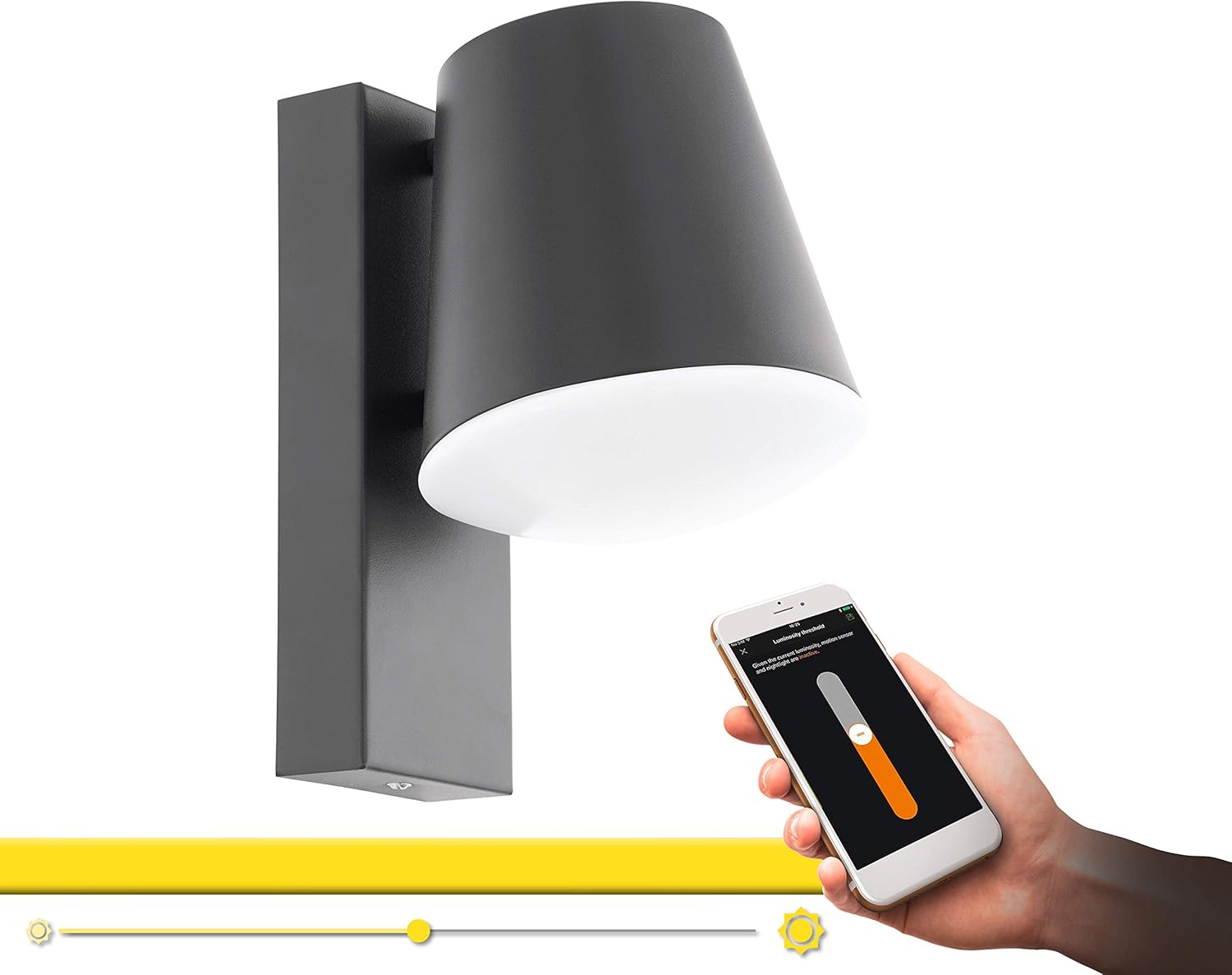 EGLO 97482 CALDIERO-C Exterior Wall Light in Black Zinc-Plated Steel, Charcoal