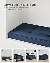 SONGMICS Storage Ottoman, Foldable Velvet Storage
