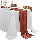 15 Pack Terracotta Cheesecloth Table Runner 9FT Rustic Sheer Table Runners 17x108 Inch Gauze Boho Runner for Wedding Bridal Baby Shower Birthday Party Table Decorations