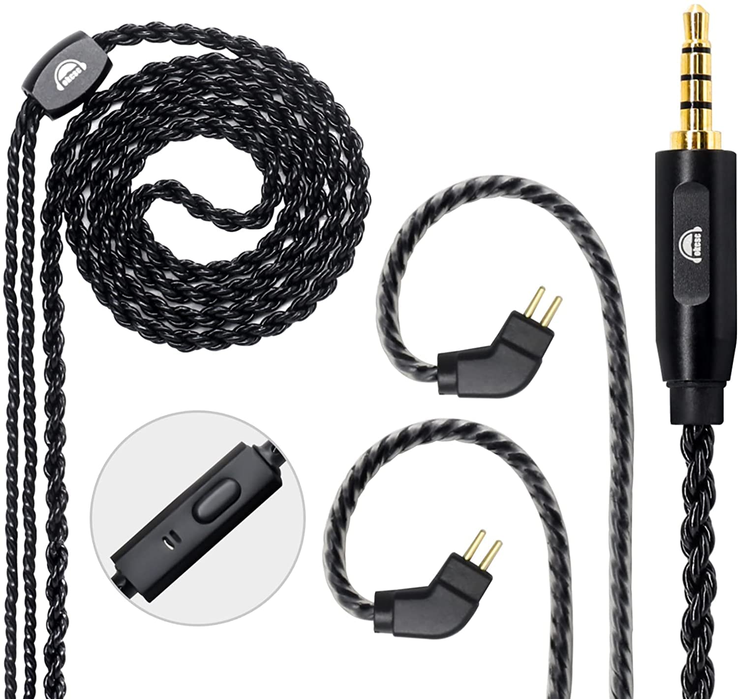 OKCSC 2 Pin Detachable Earphone Cable, 6 Core OFC Upgrade for KZ ES4 ED16 ZS5 ZS6 ZSR ZST ZS10 With Mic, 0.78mm